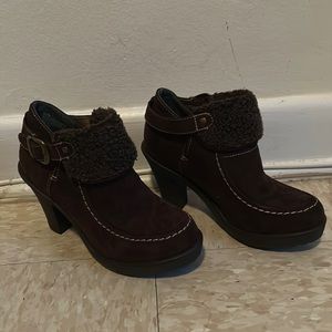 Faux suede booties